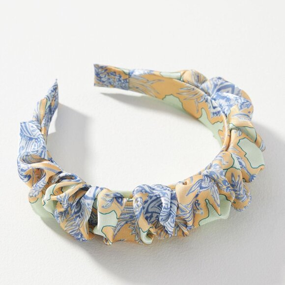 Anthropologie Scrunch Satin Floral Headband - Picture 1 of 1